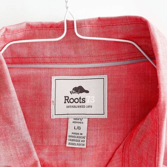 Roots 73 Mens Collared Shirt Long Sleeve Casual Button Down Red Large - Picture 5 of 7